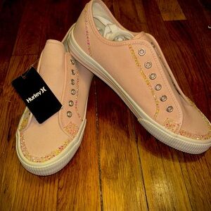 Hurley Pink Canvas Sneakers- Customized- Size 8.5